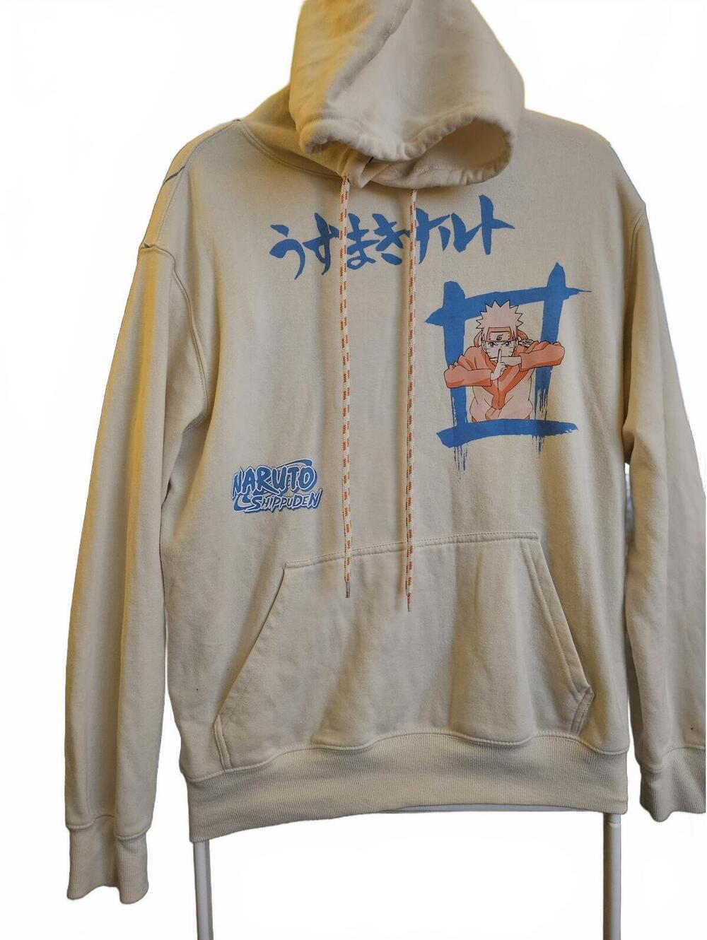 Naruto Shippuden Hoodie Anime Hooded Sweatshirt Men Size M - small stains sleeve